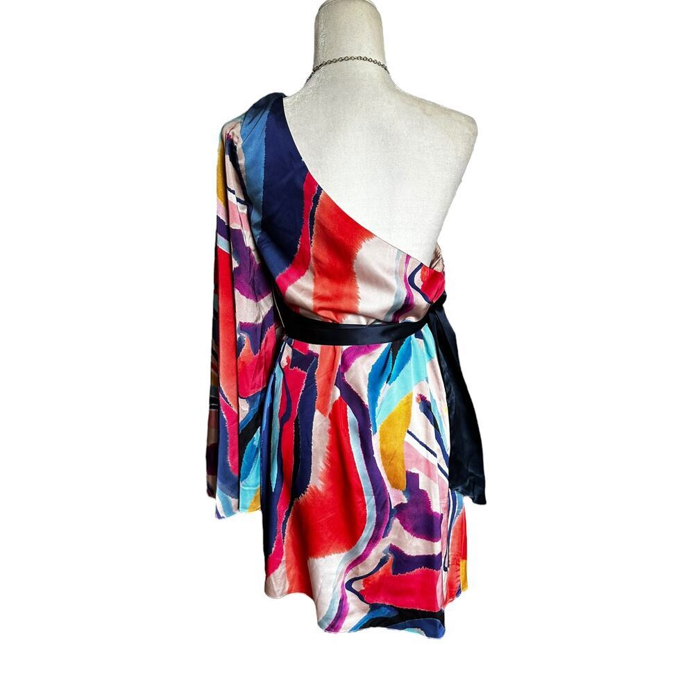 Anthropologie BHLDN Stevie One Shoulder Abstract Colors Dress - Size Large - Picture 6 of 7